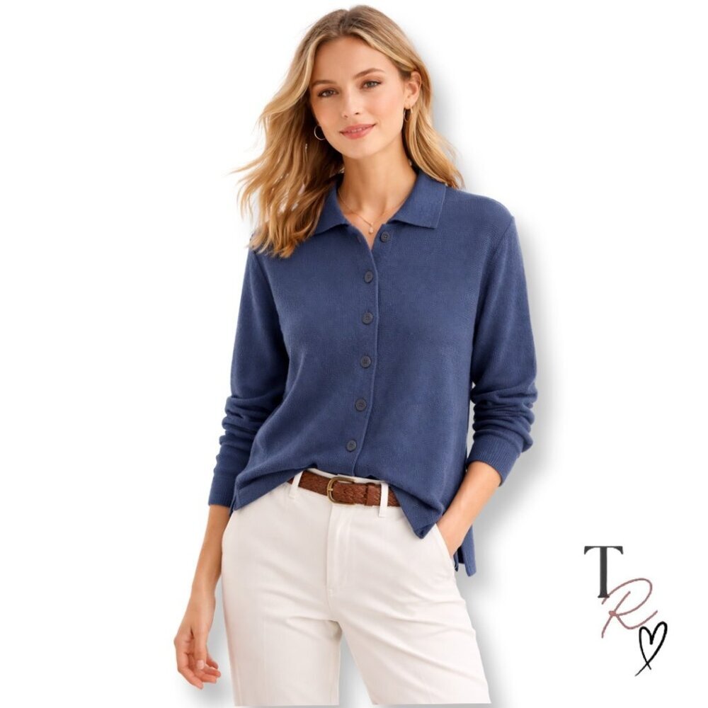 Peruvian Connection Navy Blue Classic Button Front Cardigan Sweater Alpaca Smal